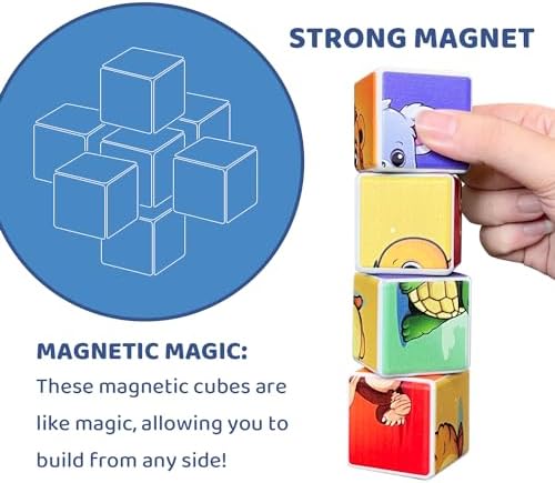 Pairez Toys Magnetic Cubes for Toddler, 1.65 inch Large Building Blocks Tiles, Construction Vehicles Puzzles Game for Toddlers, STEM Educational Learning Toys for Boys & Girls Ages 1 2 3 - Image 3