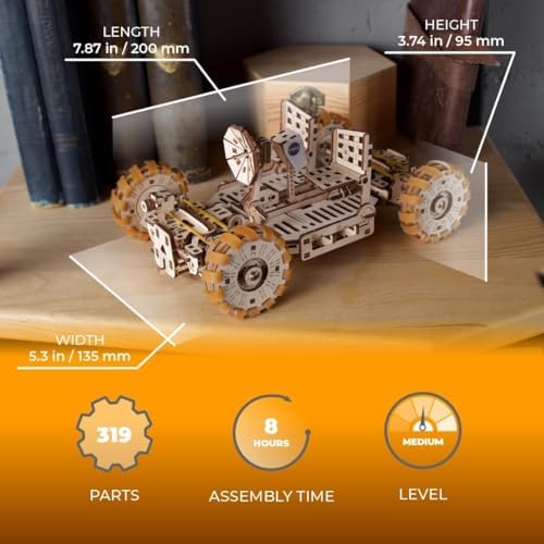 UGEARS NASA Lunar Rover 3D Wooden Mechanical Puzzle, NASA Official Space Model Kits, 319-Parts - Image 2