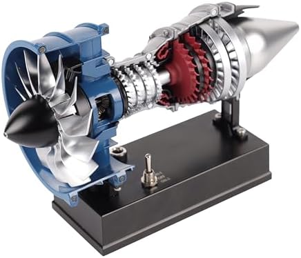 DM122 Mini Metal Turbofan Engine Model Kit that Works, 170+ Parts 1:20 Scale 4.41”H x 7”L x 3”W All-Metal Jet Engine Model with Transparent Cover, STEM Educational Assembly Kit, Desk Decoration Gift by TECHING