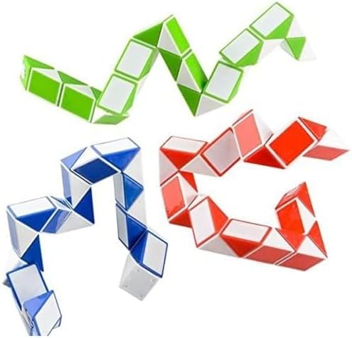 Neliblu Sensory Fidget Snake Cube Twist Puzzles - Stocking Stuffers - Bulk Pack of 3 Assorted Colors by Neliblu