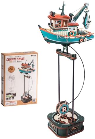 ROKR 3D Wooden Puzzle Lucky Trawler Gravity Swing Toys Wooden Model Kits DIY Dynamic Balance Home Decor（MCD08） by ROKR-InterestingSmartPuzzleToys