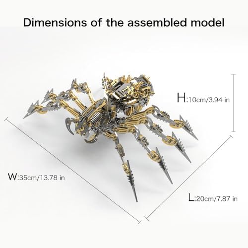 3D Metal Assembly Model Set Mechanical Spider Model Kit for Adults, 800pcs Brain Teaser STEM Kit for Kids, DIY Hobbies for Men Women - Creative DIY Gift for Adults & Teens (Golden) - Image 4
