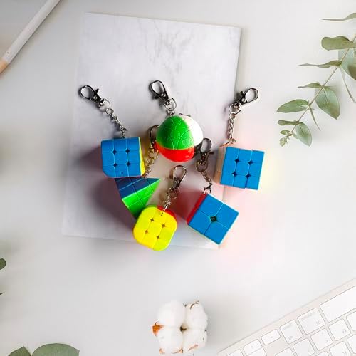 SUN-WAY Speed Cube Set of 2x2 3x3 Cylinder Trihedron Pyramid and Magic Ball Cubes Magic Cube Set Brain Teasers for Kids and Adults Stickerless Keychain Mini Cube Bundle with Gift Box (6 Pack) - Image 6
