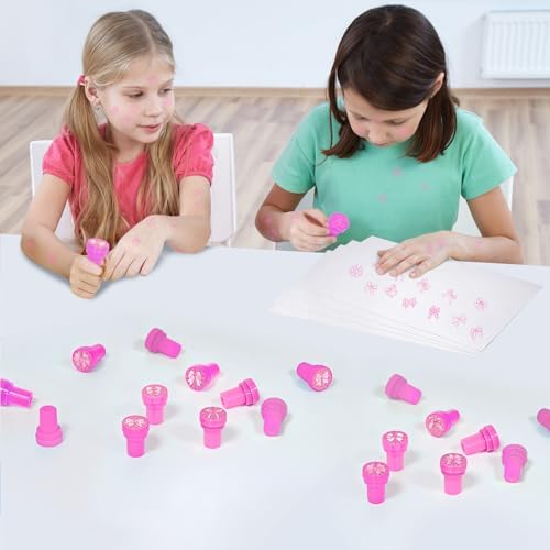 Cinrobiye 24 Pcs Pink Bow Stampers Party Favor Set, Cute Bow Stamps for Kids Birthday Party, Classroom Rewards, Girl Party Supplies, Goody Bag Fillers, Pink Themed Party Favors - Image 4
