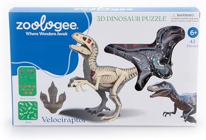 The Petting Zoo Velociraptor Dinosaur 3D Puzzle, Kids Gifts by ZoologeebyThePettingZoo