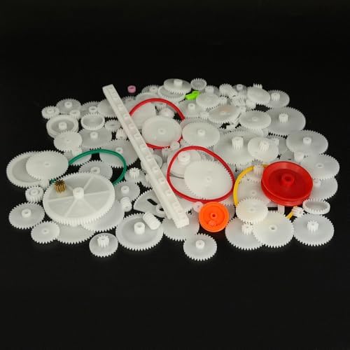 132PCS Small Gear Kit Plastic Gears Belt Pulley Single Gear Spindle Gear Small Motor Gears for DC Motor RC Car Robot Model Toy DIY Gear Replacement (132) by URIMPAVIDO