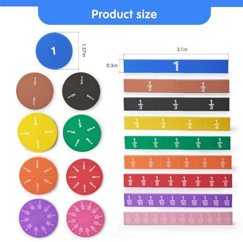TOMMYHOME Magnetic Fraction Tiles for Kid's Maths Toys.Standing Teaching aids for Primary .Help Kids Learn Fractions (R+Rectangular) - Image 7