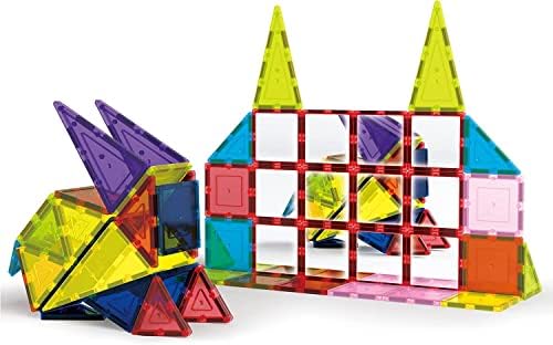 PicassoTiles Mirror Magnetic Building Tile Blocks, Construction Sensory Gifts Magnets Expansion Square Set, Toddler Magnets, Educational Toys for 3+ Year Old, Kindergarten Toys, Stacking Blocks by PicassoTiles