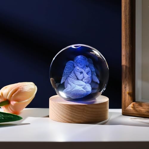 3D Angel Gifts for Women - Crystals Ball 60mm Angel Figurines Decor Glass Animals Figurine Stuff for Room Birthday for Best Friend Lovers Paperweight - Image 5