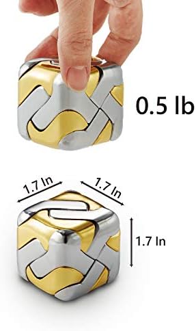 3D Brain Teasers Metal Puzzles Toy, Mind Puzzles for Adults Hand Smart Gifts for Boy and Girls Gold and Silver - Image 3