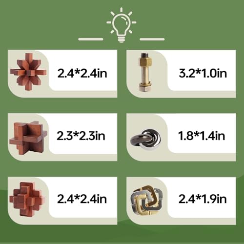 12pcs Puzzles Toys Wooden Metal Brain Teaser Puzzles Game for Adults Kids - Image 4