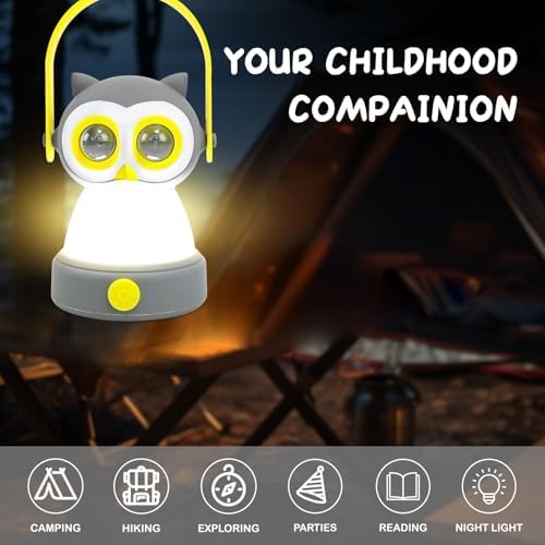 Portable LED Camping Lantern, Lightweight Battery Powered LED Flashlight for Indoor Outdoor, Kids Camping Gear Gift for Children's Day, Birthday, Easter, Adventure(Owl Style, Battery NOT Included) - Image 4