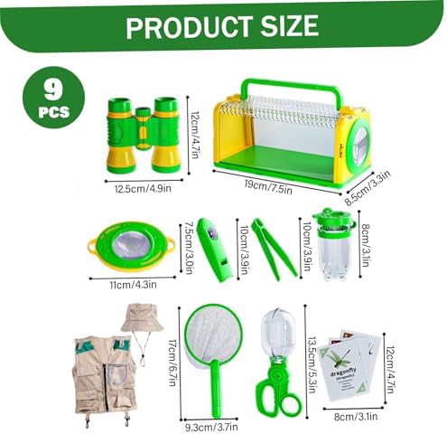 Bug Catching Kit for Kids Outdoor Exploration, 9-in-1 Explorers Catcher Kit with Telescope, Magnifier, Flashlight & Compass, Observation Box for Nature Adventure, Kids Bug Catching, K - Image 4