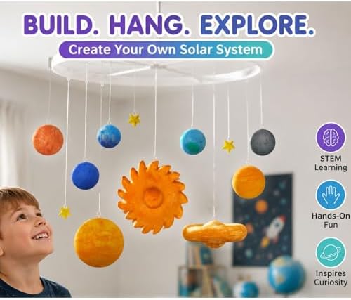 Hanging Solar System Project Kit, DIY Solar System Model Kit with Foam Planets, Foam Stars, Space Science Craft Kit for School Projects & STEM Learning - Image 5