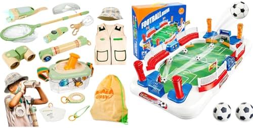 SMILESSKIDDO Kids Explorer Kit, 27 Pcs Outdoor Explorer Kit & Bug Catching Kits & Soccer Board Games for Kids, Foosball Table Toys for 3 4 5 6 7 8-12 Year Old Kids by SMILESSKIDDO