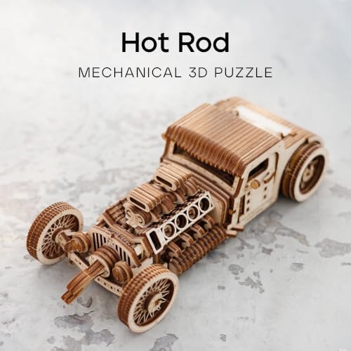 Wood Trick Hot Rod Car 3D Wooden Puzzles for Adults to Build - Image 2