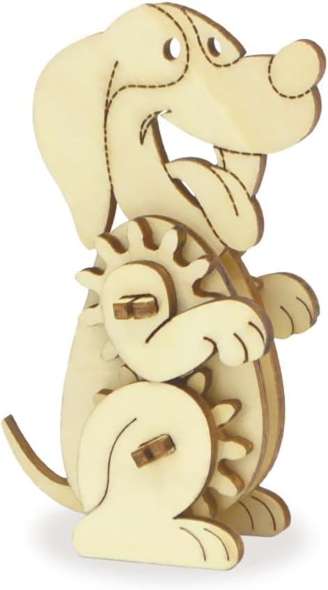 Wooden 3D Puzzle for Kids & Adults - Dog Model with Mechanical Gears, 1 Piece, 6.75 x 5.0 inches, Wood Craft, Ages 8+, Unisex by AoneFun
