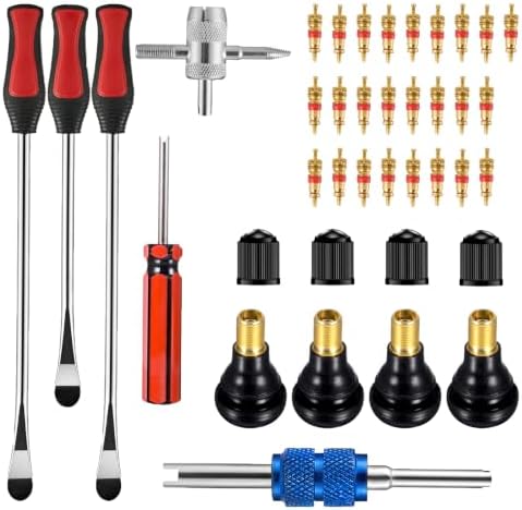 Upgraded Steel Tire Spoons with Tire Valve Core Removal Tools Set 35 PCS by FEBRYTOLD