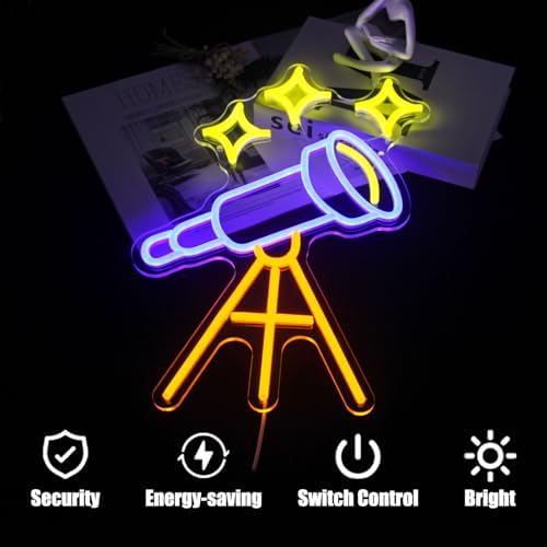 Telescope Neon Sign Stars LED Light for Bedroom Man Cave Game Room Decor - Image 4
