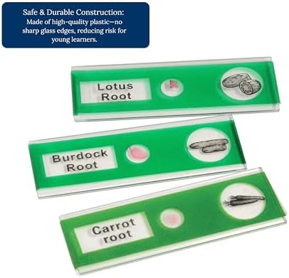 Prepared Microscope Slides for Kids – 24 Plastic Plant & Vegetable Specimens with Labels & Images – Safe, Durable Biology Science Kit for Students Ages 8+ - Image 4