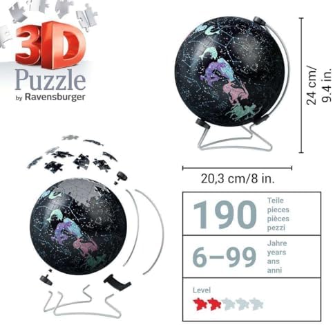 Ravensburger Puzzle-Ball Starglobe with Glow-in-the-Dark Edition: 180 Piece 3D Jigsaw Puzzle for Kids 11544 - Easy Click Technology Means Pieces Fit Together Perfectly - Image 5