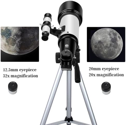 Telescopes, Telescope for Kids and Adults Beginners, 70mm Aperture 400mm Focus Length Refractor Travel Telescope with AZ Mount for Observe The Moon and Landscape - Image 3