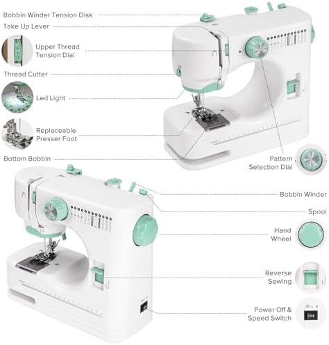 Sewing Machine for Beginners, Mini Sewing Machine with Sewing Kits, Electric Portable Sewing Machine with Full Featured, Built-in 12 Stitches, Twin Needle - Image 5