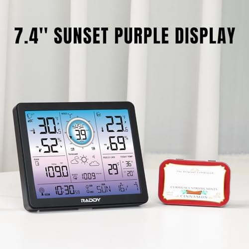 Raddy VP7 5-in-1 Wireless Weather Station, 7.4 Inch Color Display - Image 3
