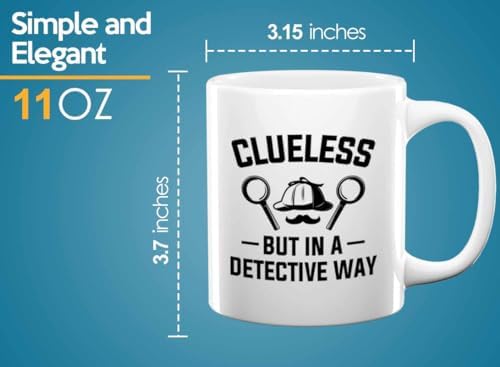 Detective Coffee Mug 11oz White Clueless Quote Police Officer Gift - Image 6