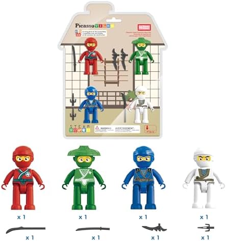PicassoTiles Ninja Action Characters for Magnetic Tiles Building Block Toy Sets Accessory Add On Kit for Magnet Tile Playsets for Toddlers Boys Girls Ages 3+ Pretend Play STEM Educational Toys PTA14 - Image 3