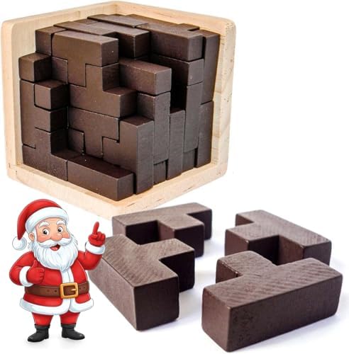 Original 3D Wooden Brain Teaser Puzzle - 3D Puzzle for Kids 6+ & Adults, Desk Toy Delight, Challenging Game & Wooden Puzzle for Adult Brain Boost (Brown) by SharpBrainZone