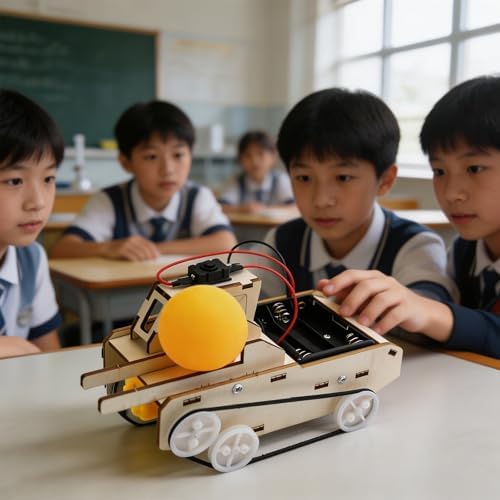Tracked Vehicle Science Model Assembly with Wheel Belt Layout Circuit Part Education Building Toy for Classroom Project Wooden Car Project Science Toy Vehicle Model Track Wheel Assembly Classroom Set - Image 6