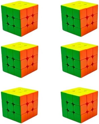 3x3 Speed Cube Set | 6 Pack Speed Cube Bulk Magic Cube Set, School Classroom Prize for Students Birthday Party Favors Stocking Stuffers Gifts for Kids Teens Adults(Stickerless) by GrekelyrunSpeedCubeToys