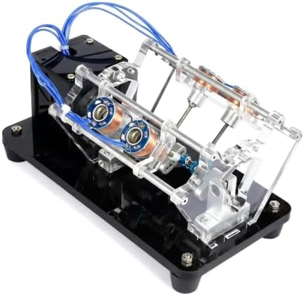 V4Cylinder Solenoid Electromagnetic Engine,4 Coil Engine Model with Led & Ball Bearings, for Science Physics Teaching Experiment Tool College Education Model(4hole) by Unknown