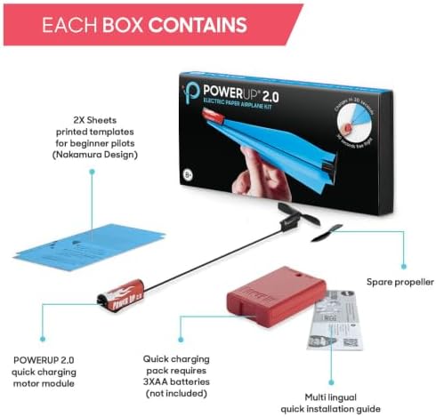 POWERUP 2.0 Paper Airplane Kit Electric Plane Motor Launcher DIY Toy - Blue - Image 4