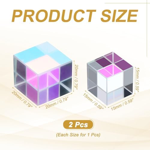 PATIKIL 2Pcs Cube Prism 15,20mm K9 Crystal Dispersion Prism AB Color - Image 2