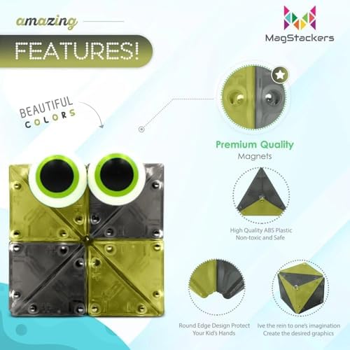 MagStackers Magnet Fidgets for Kids - 22 Pc Magnetic Tiles Toy Building Set with Tetrahedron and Tripyramidal Magnet Blocks for 5+ Years - Reduce Fidgeting and Create 1000+ Fun Creatures and Designs - Image 4