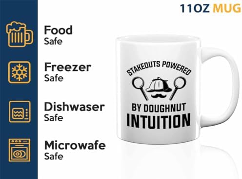 Detective Coffee Mug 11oz White Stakeouts Powered Funny Police Officer Gift - Image 4