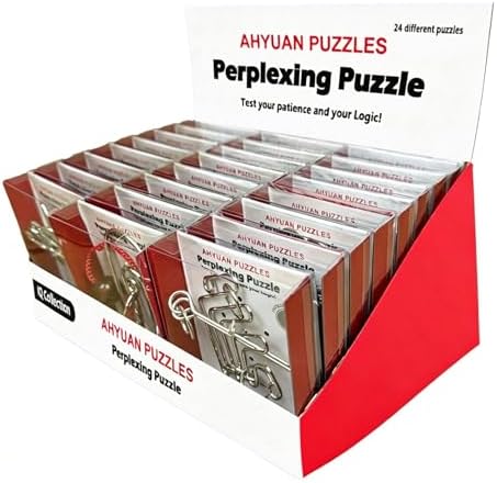 AHYUAN 24 Packs Large Metal Wire Puzzles Brain Teaser IQ Puzzles with Individual Solution Paper Box Gift Package Educational Puzzle Games Fidget Toys Magic Trick Toy Party Favors for Kids Adults by Ahyuan