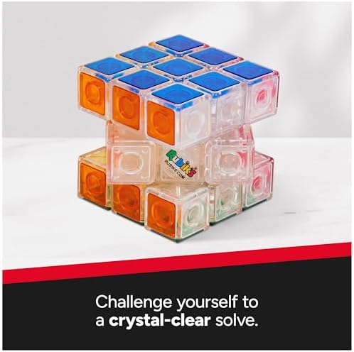 Rubik’s Cube, Crystal Cube, Transparent 3x3 Color-Matching Puzzle Game, Problem-Solving Brain Teaser, Classic Color-Matching Puzzle, Fidget Toy, Sensory Puzzle for Adults, Teens, Kids, Ages 8 & Up - Image 2