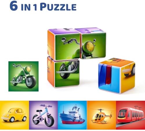 Pairez Toys Magnetic Building Blocks Tiles, Large Magnetic 1.65 inch Cubic Puzzle Toys in Vehicles Theme, STEM Montessori Sensory Toys for Toddlers 1-3, Gifts for Girls & Boys - Image 7