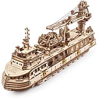 UGEARS Research Vessel 3D Wooden Puzzles for Adults - Wooden Model Kits for Adults Model Ship Kit for Adult Mechanical Model Kit Puzzle Brain Teaser Hobby Set Home Decoration - Image 2