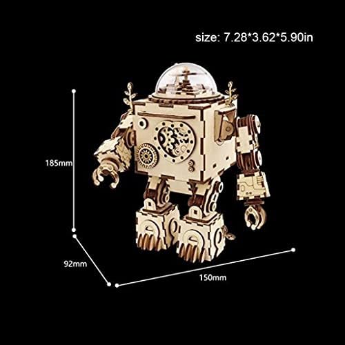 Musical Boxes Mechanical Music Box Wooden Jigsaw Music Boxes Robot Model Christmas Birthday Best Gift for Boys and Girls Over 14 Years Old Best Gift - Image 2