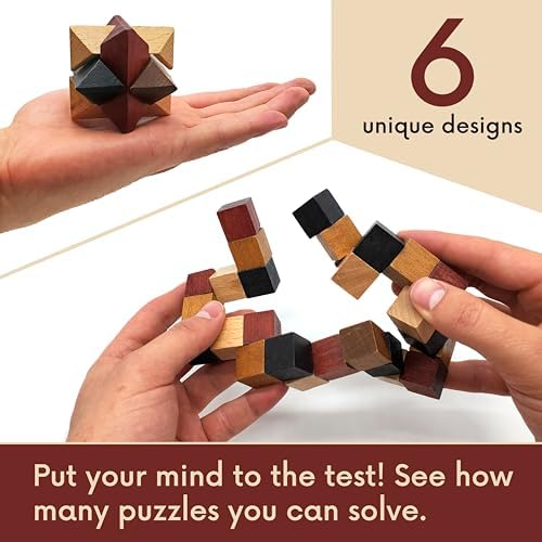 Wooden Brain Teaser Puzzles 6 Pack - 3D Brain Teasers for Adults & Kids - Educational and Fun Gift Ideas - Mind Puzzles - Image 6