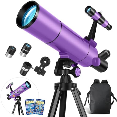 Dianfan Telescope for Kids & Adults, 80mm 500mm Portable Refractor, Purple by DianfanProfessionalTelescopes