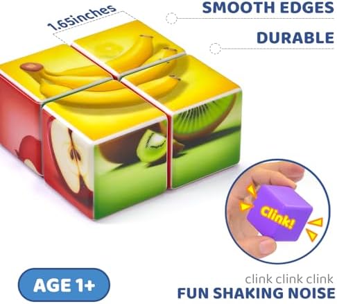 Pairez Toys Magnetic Blocks Toddler Toys, 1.65 inch Large Building Cubes for Kids Boys & Girls Age 1+, Fruit Magnet Puzzle Cubes, Preschool Educational Brain Teaser Toys - Image 4