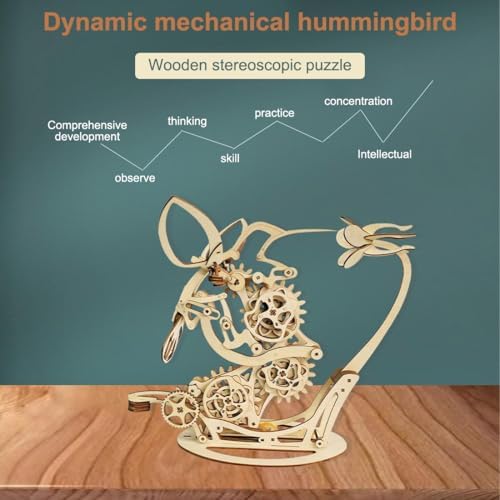 Aetheria 3D Wooden Puzzle for Adults, Colored Hummingbirds Model Kits - Steampunk Mechanical Wooden Puzzle Educational Brain Teaser for Adults to Build-Make Your Own Model -200+PCS (Classic) - Image 2