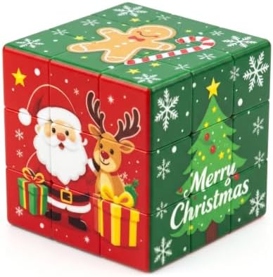 Xmas Pluzz Cube 3x3 5.7cm Twisty Puzzle Brain Speed Cube by WEGLS