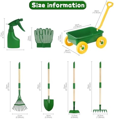 Duckura Kids Wheelbarrow Set, Kids Gardening Tools Set with Real Shovel, Rake, Hoe and Leaf Rake for Outdoor Backyard Play, Educational Toys Birthday Gift for Toddler Boys & Girls Ages 3 4 5 - Image 5