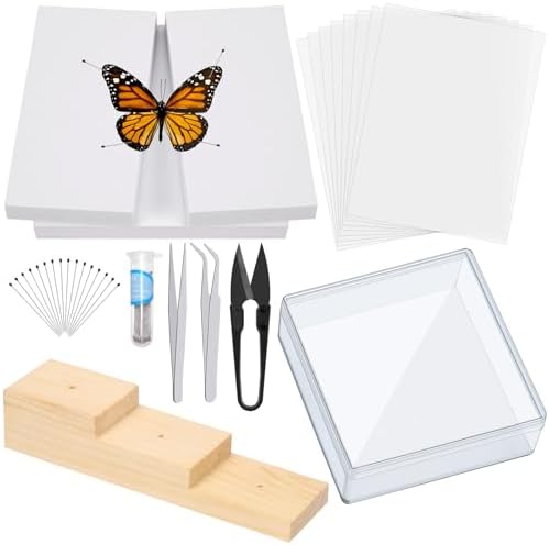 Mardatt 15Pcs Making Insect Specimen Tools Kit, Insect Pinning Kit with Insect Pinning Block, Insect Pinning Board, Insect Pins, Wings Pressing Paper, Insect Display Case, Tweezers, Scissors by Mardatt